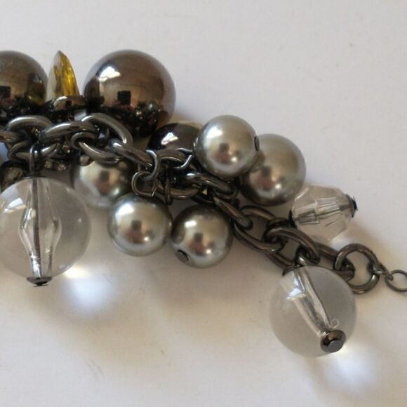 Y2K Grace Adele Bubble Beaded Bracelet Charms Glass Statement Gunmetal Statement - Picture 9 of 16